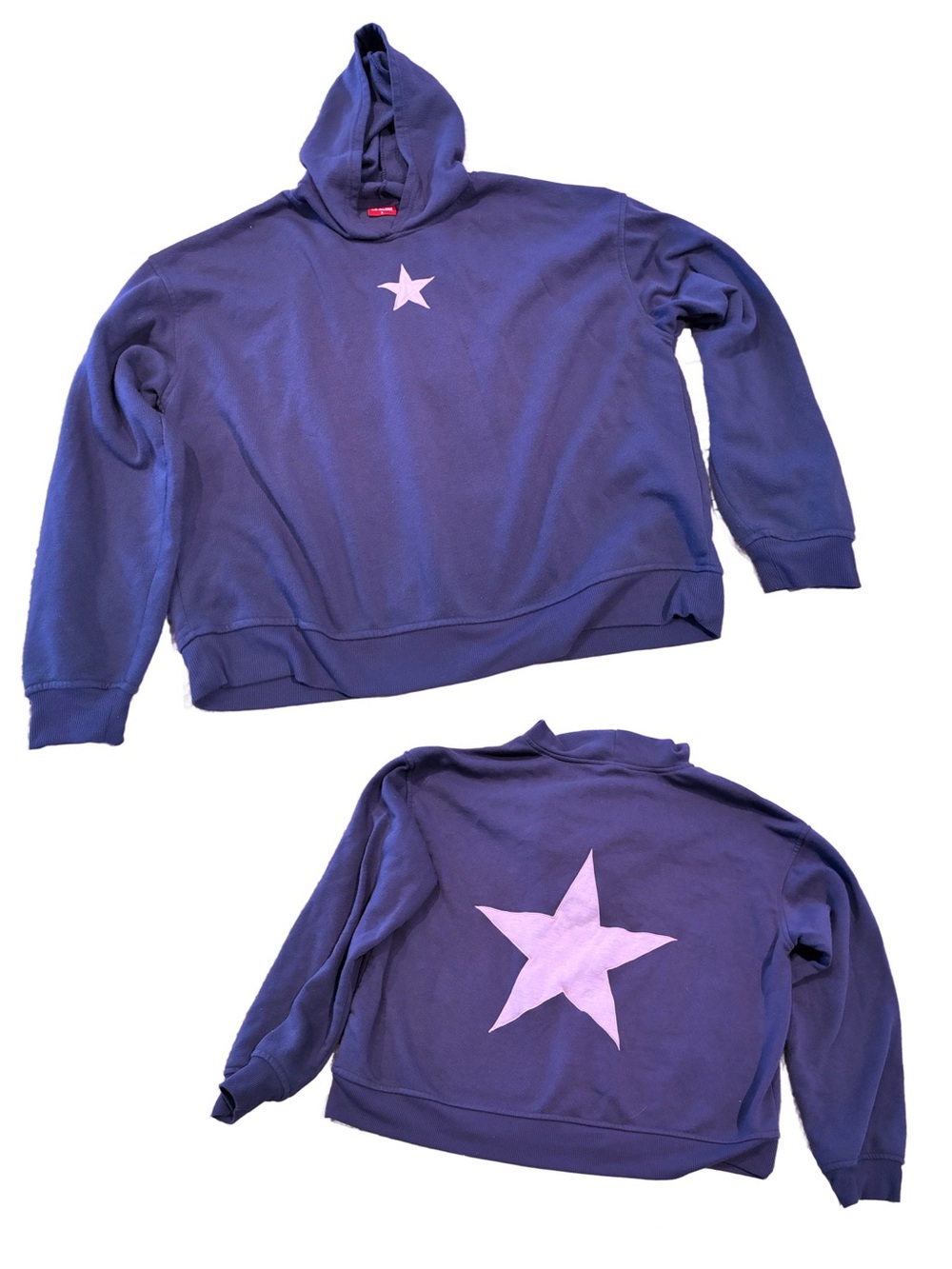 Indigo Blue Purple Star Hoodie with Pink Star Detail